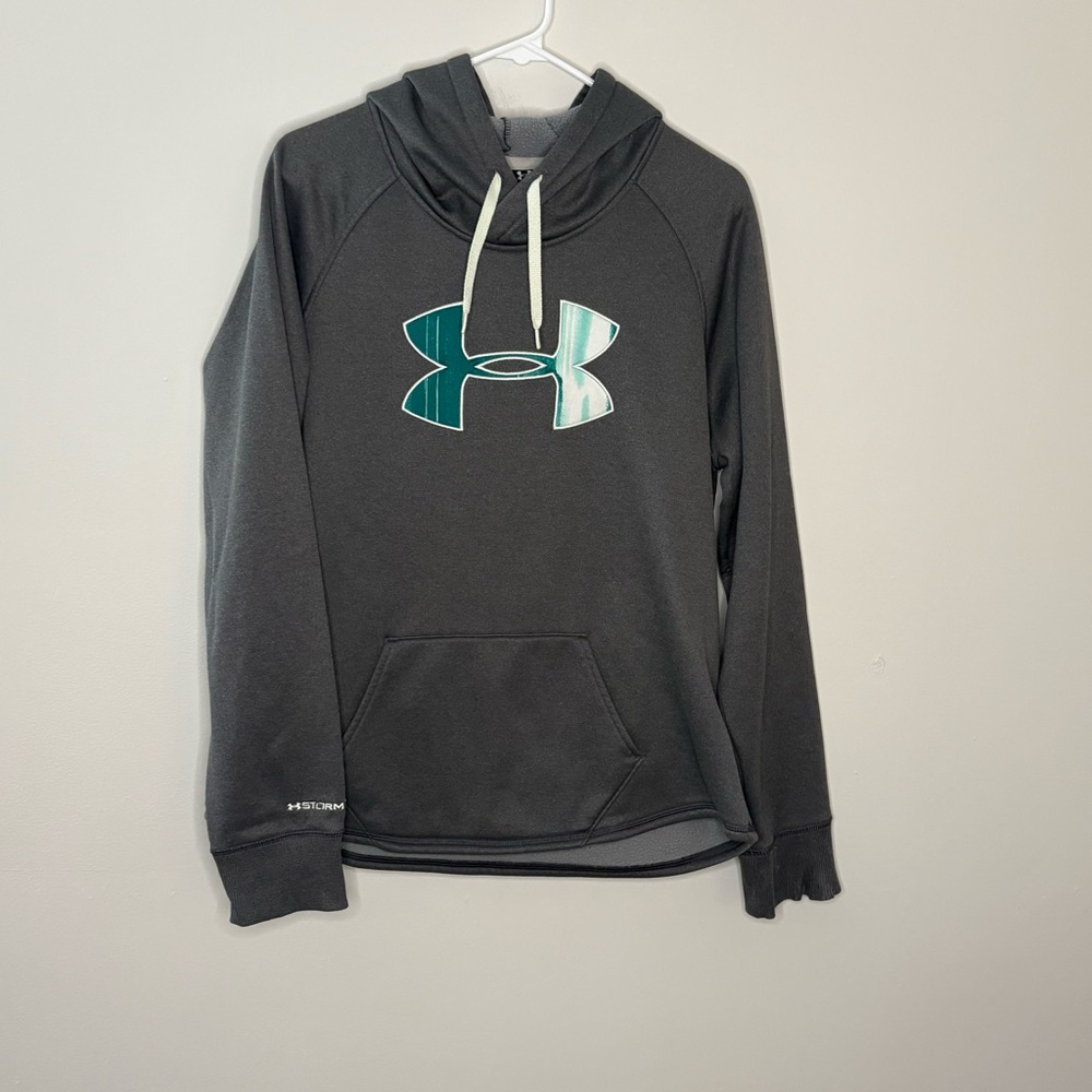 Under Armour Gray Hoodie with Teal Logo